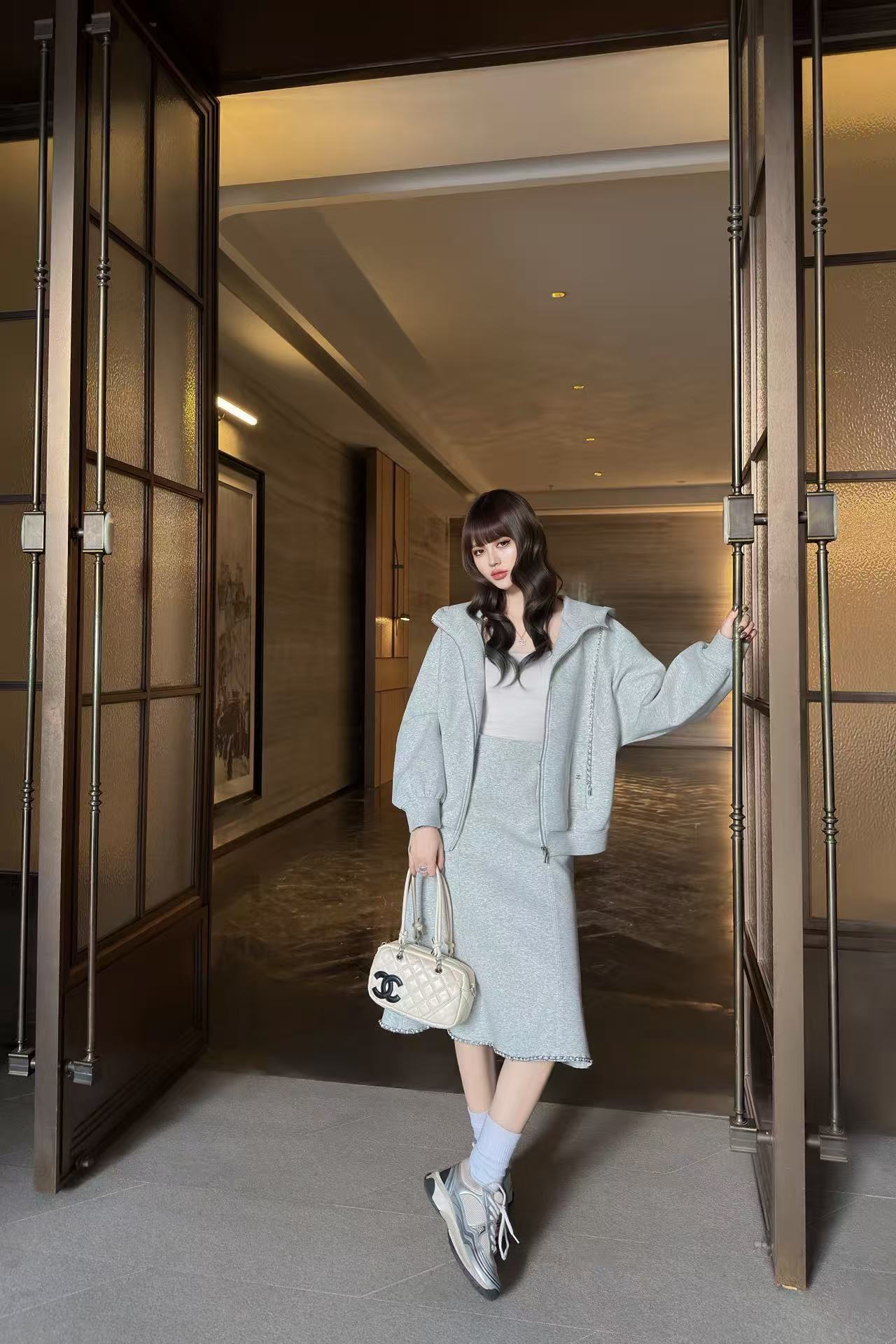 LV フード付きジャケット＋スカート セットアップ【50％割引+送料無料】