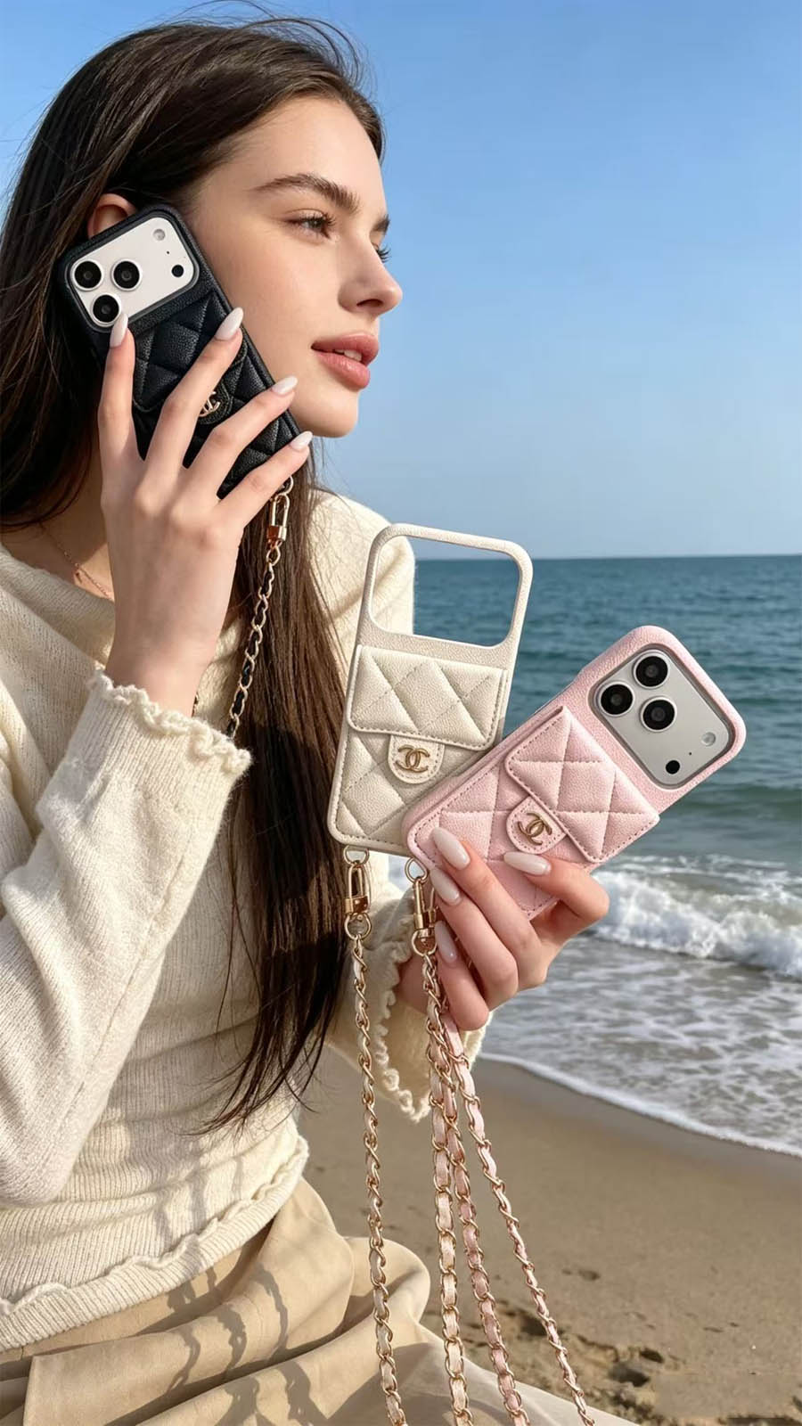 📱シャネルのチェーンカードホルダー付きスマホケース💎