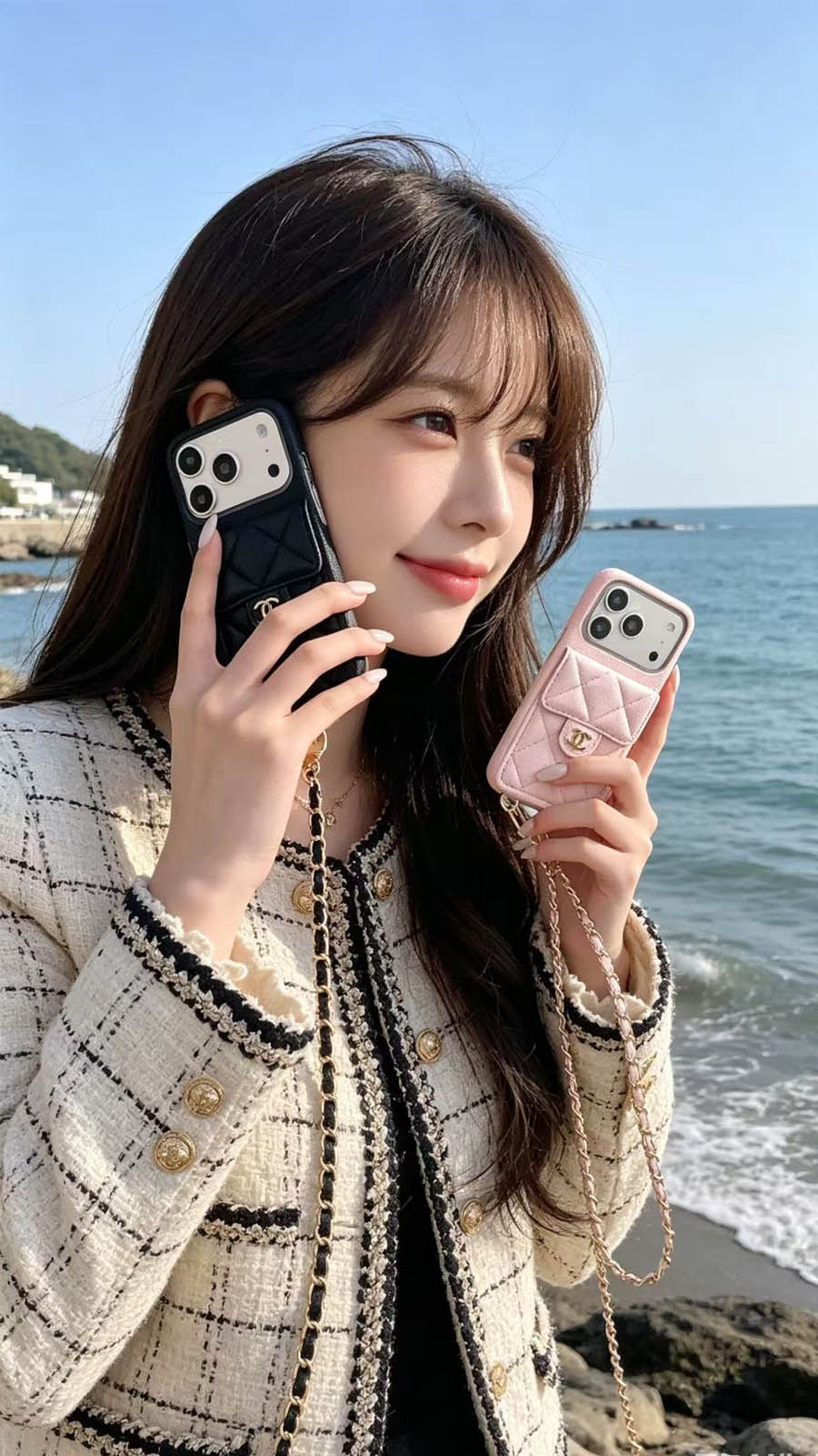 📱シャネルのチェーンカードホルダー付きスマホケース💎