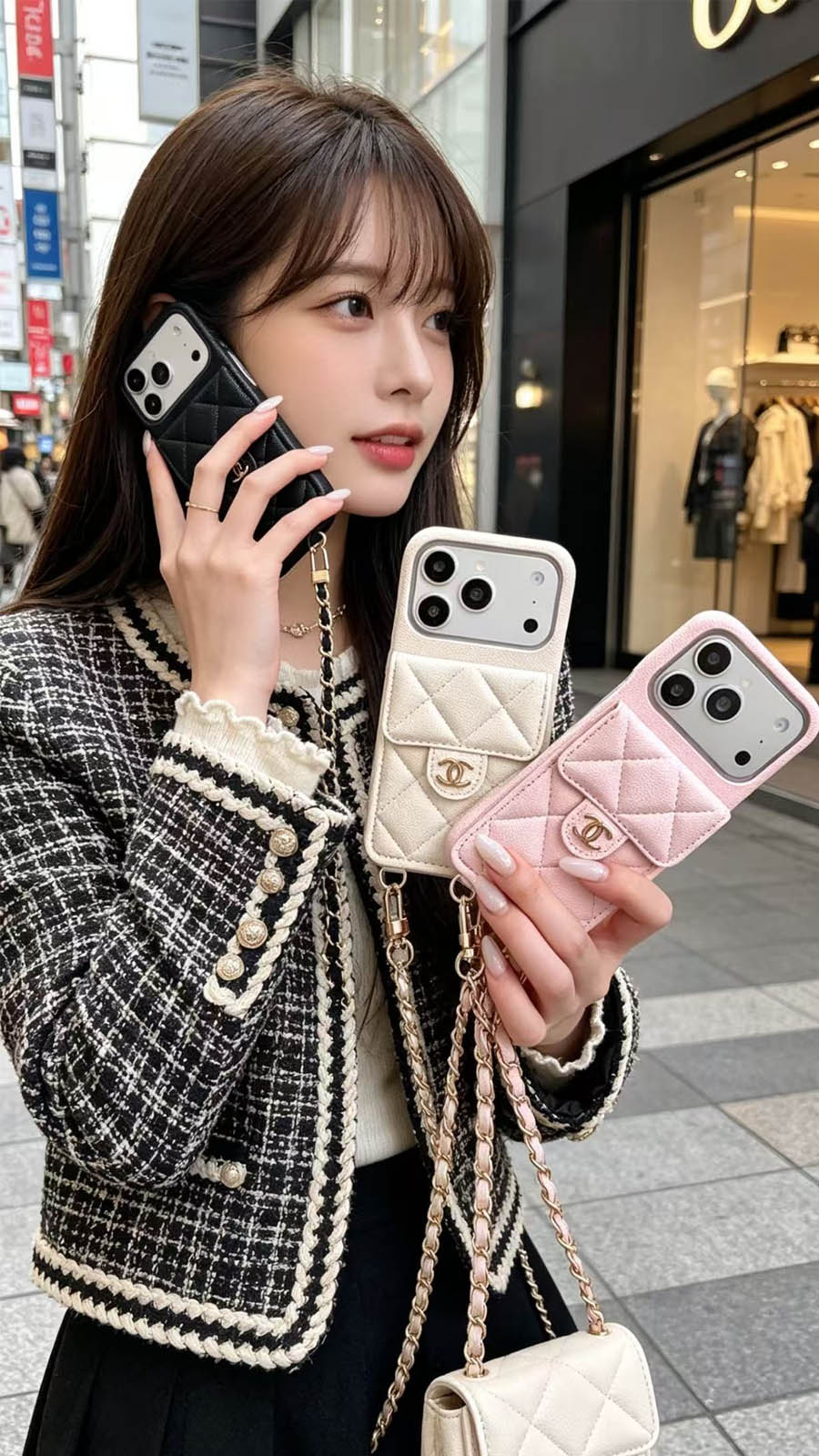 📱シャネルのチェーンカードホルダー付きスマホケース💎
