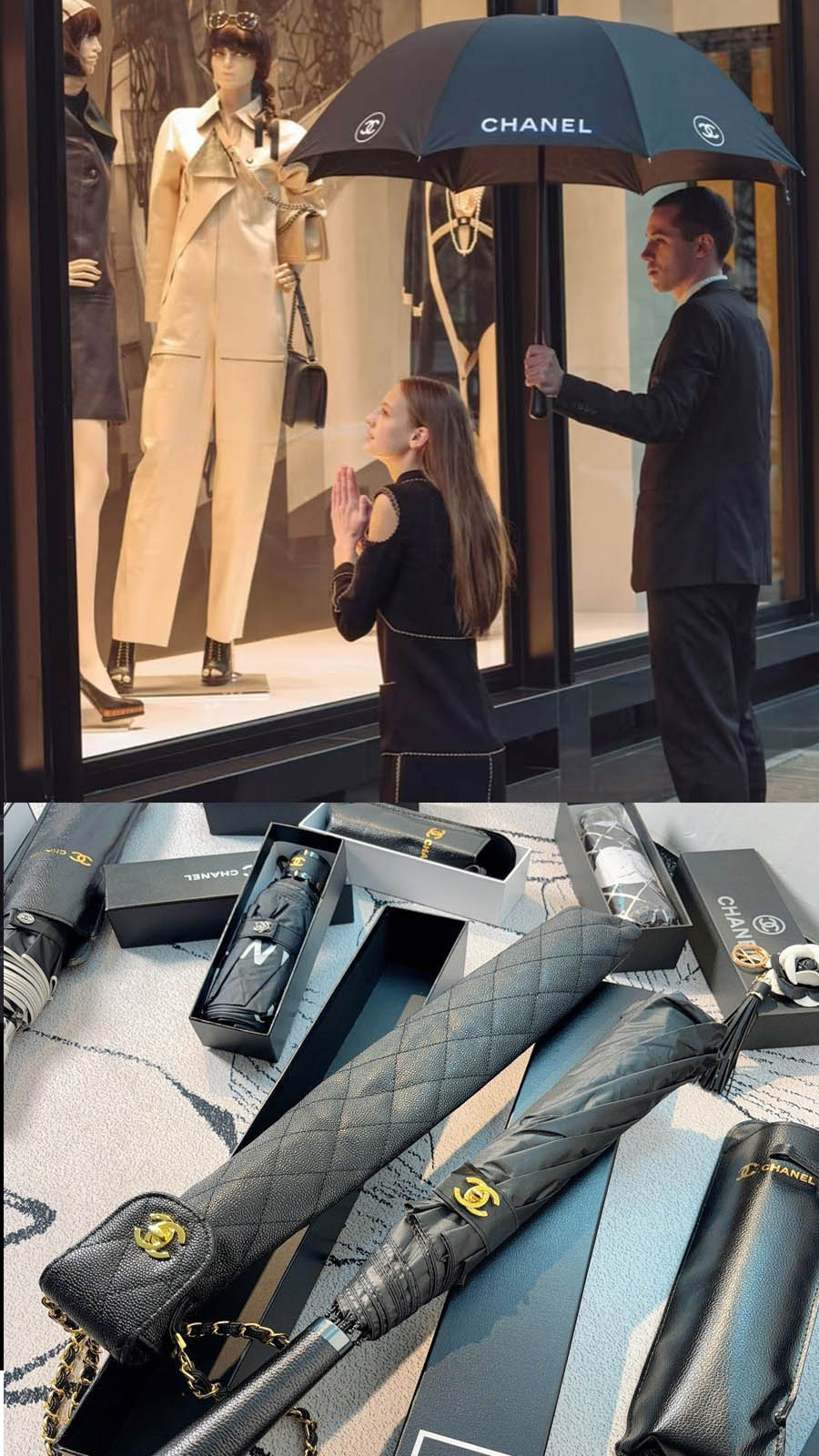 🌈シャネル 傘 - レザーケース - 高品質☂️