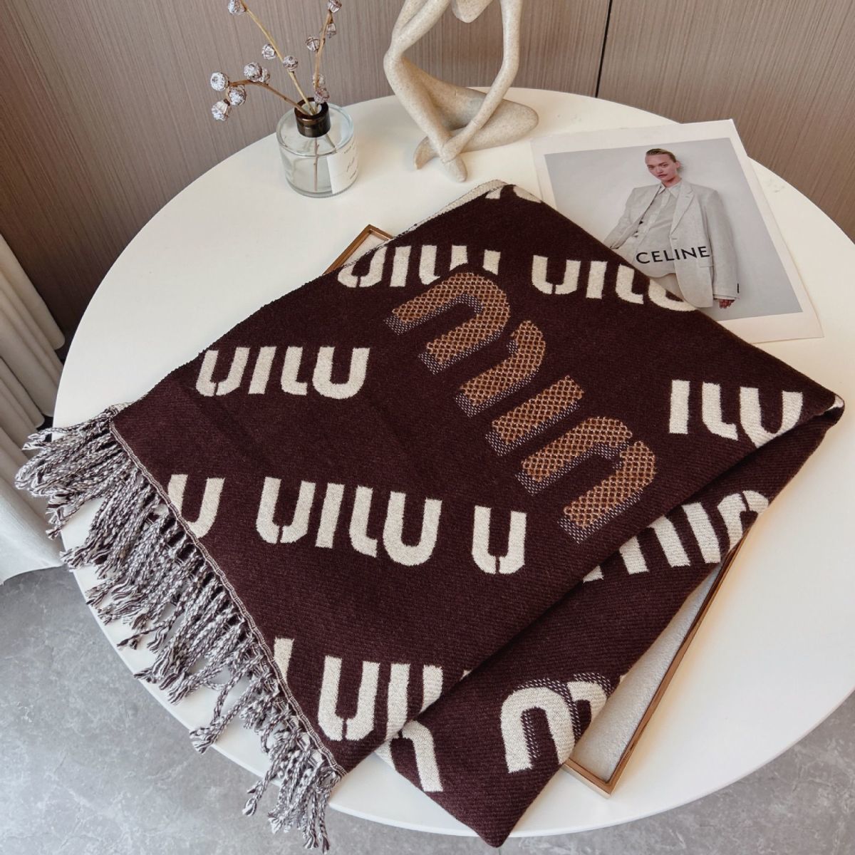 [M1UM1U]🧣リバーシブルフリンジスカーフ🧣【50％割引+送料無料】