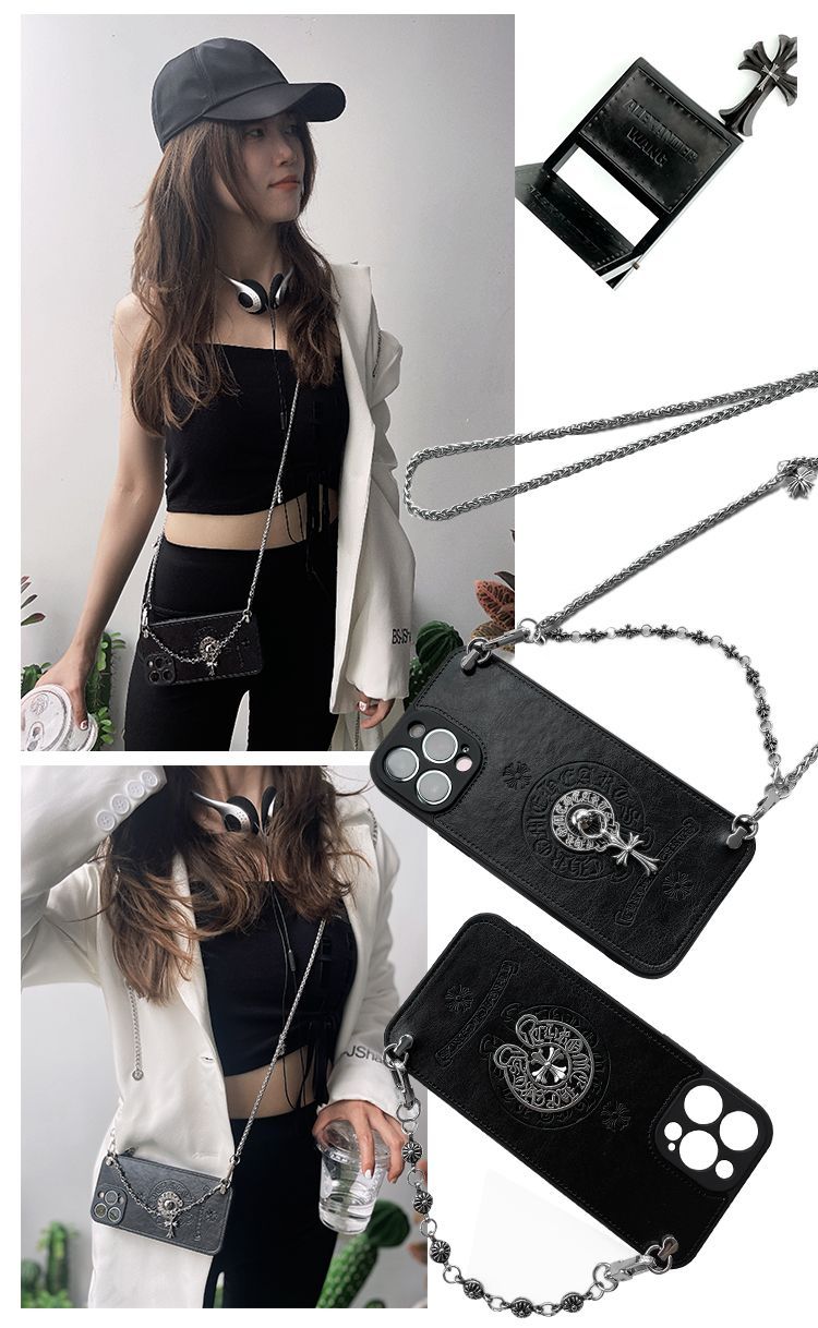 [CHR0ME HEARTS]👄刺繍入り財布電話ケース📱【50%オフ+送料無料】