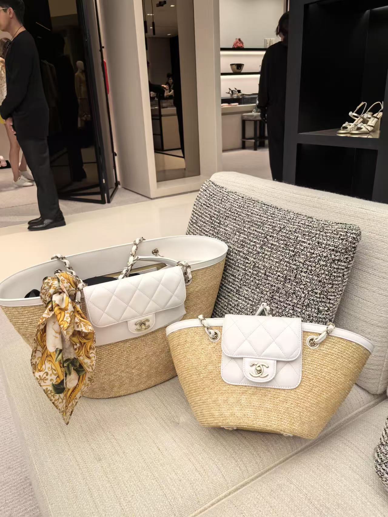 CHANE1 チェーンストロー織りショッピングバッグ【50％割引+送料無料】