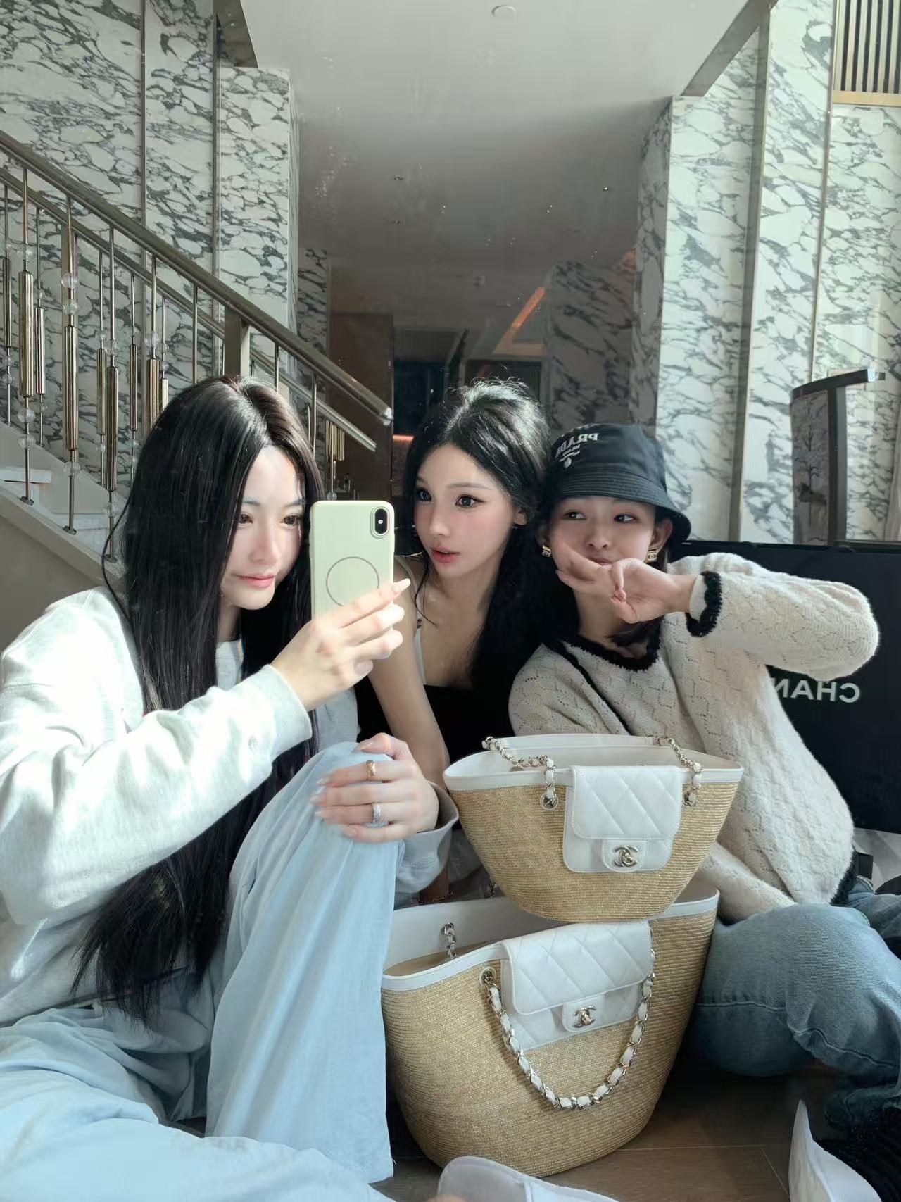 CHANE1 チェーンストロー織りショッピングバッグ【50％割引+送料無料】