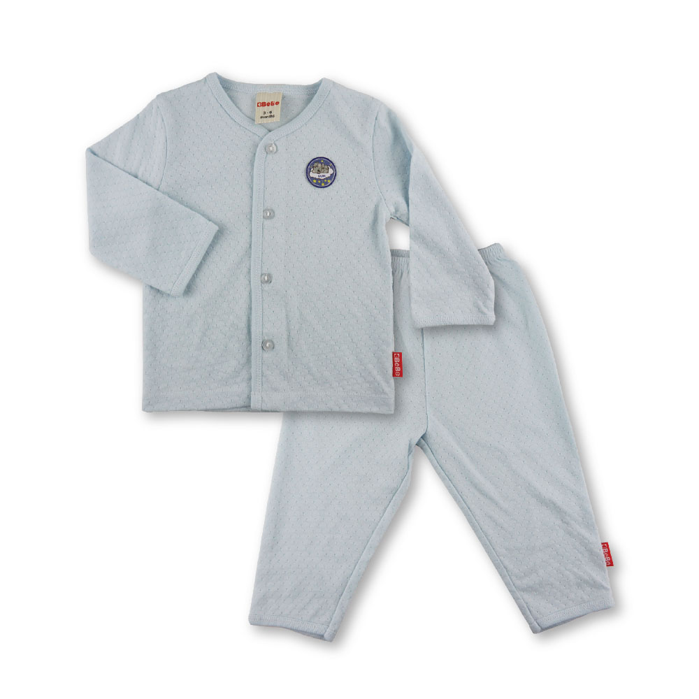 Bebe Front Opening Long Sleeve Tee with Long Pants (CBN23S076 - G) - Blue