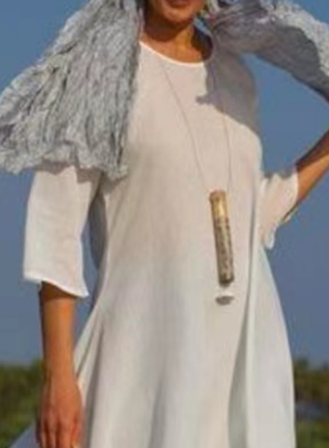 Women's Maxi Dresses Asymmetric A-line Solid 3/4 Sleeve Round Neck Daily Cotton Linen Boho Maxi Dress