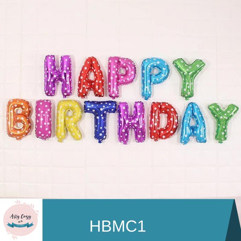 ArtyCozy Happy Birthday Letters Inflatable Party Wall Foil Balloons 16  (Multicolor/ Pink / Blue)
