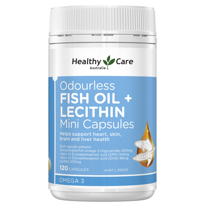 Healthy Care Fish Oil + Lecithin Mini 120 Capsules