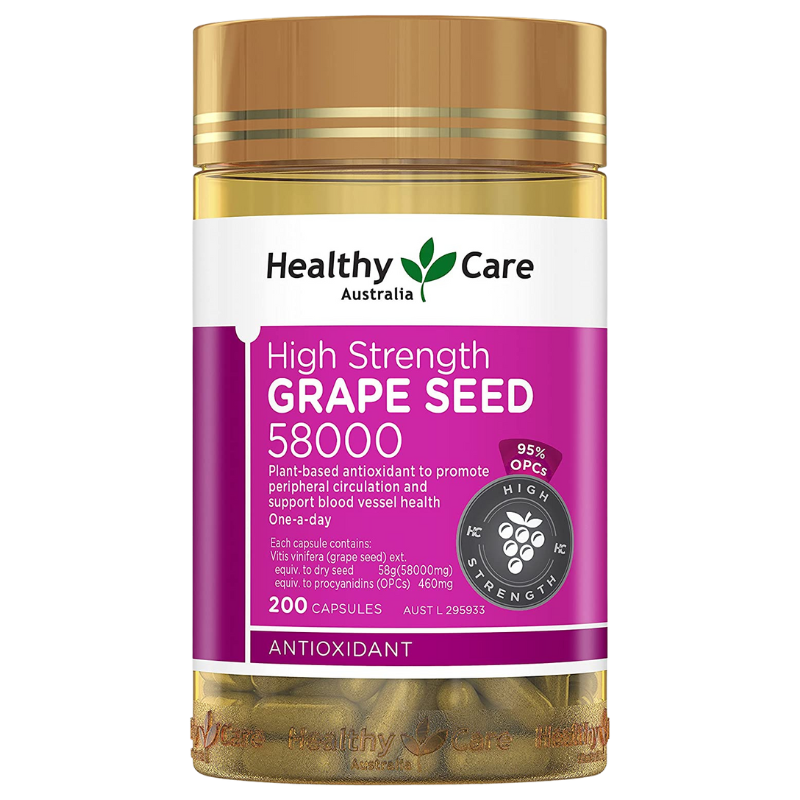Healthy Care High Strength Grape Seed 58000 (200 Capsules)