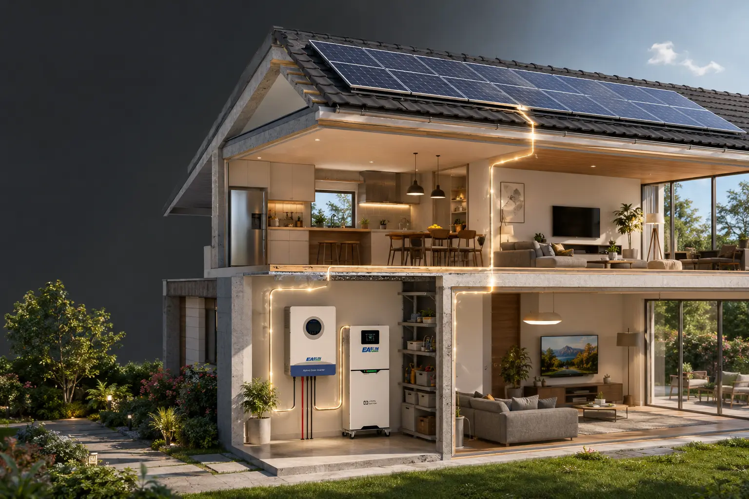 Solar storage power flow