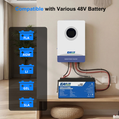EASUN POWER 12KW 48V Hybrid Inverter 150A Solar Charger Dual MPPT WIFI