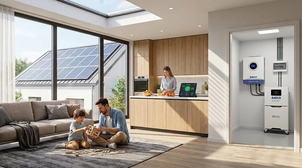 Rooftop solar storage for evening home use