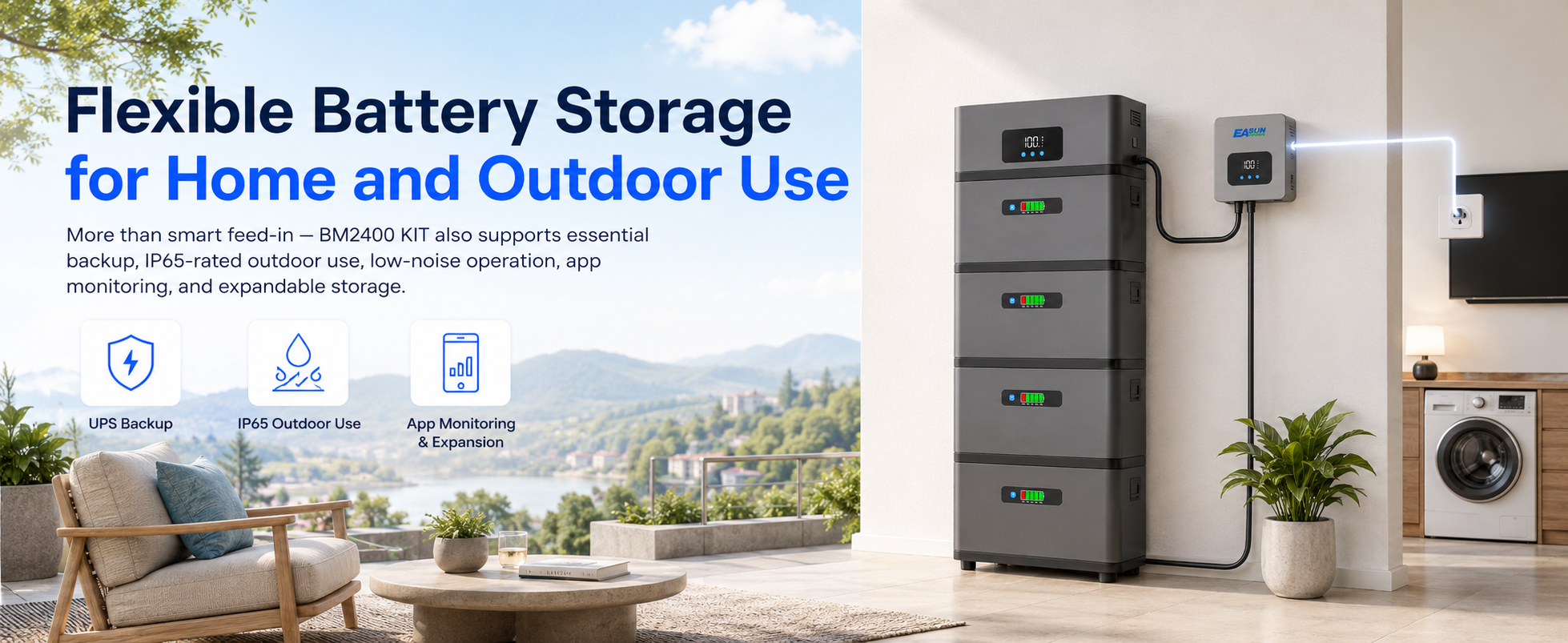 Flexible Battery Storage for Home and Outdoor Use
