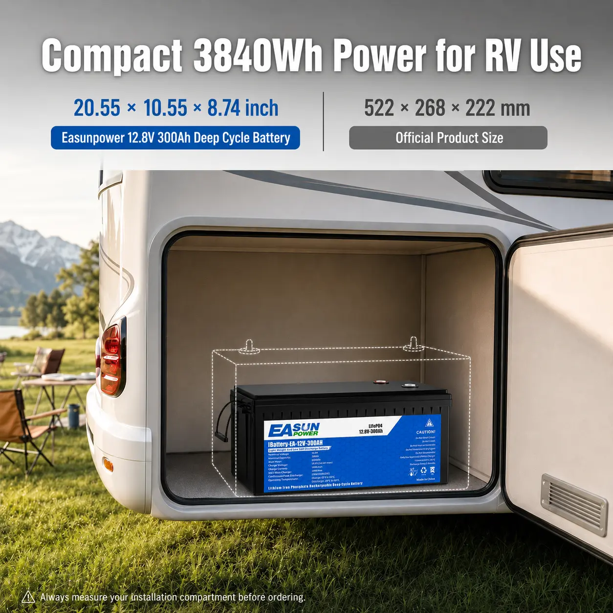 Easun Power 12V 300AH LiFePO4 Battery Pack BMS Grade A Cell No Tax Support Parallel