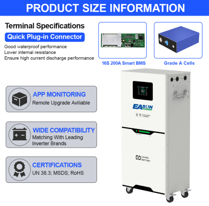 EasunPower 12KW Inverter+15KWh Battery 150A ToU WIFI 51.2V 300Ah BMS WIFI