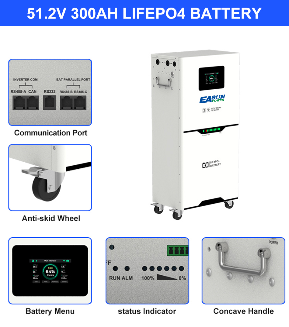 EasunPower 12KW Inverter+15KWh Battery 150A ToU WIFI 51.2V 300Ah BMS WIFI