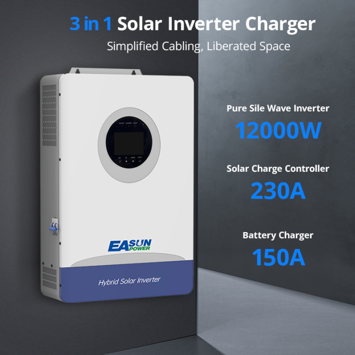 EASUN POWER 12KW 48V Hybrid Inverter 150A Solar Charger Dual MPPT WIFI ...