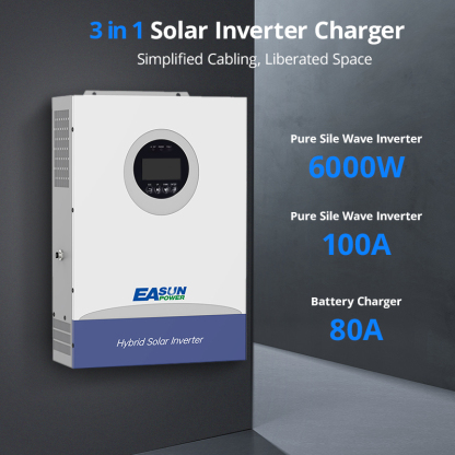 EASUN POWER 6200W 48V Hybrid Inverter 100A MPPT Support Parallel with WIFI