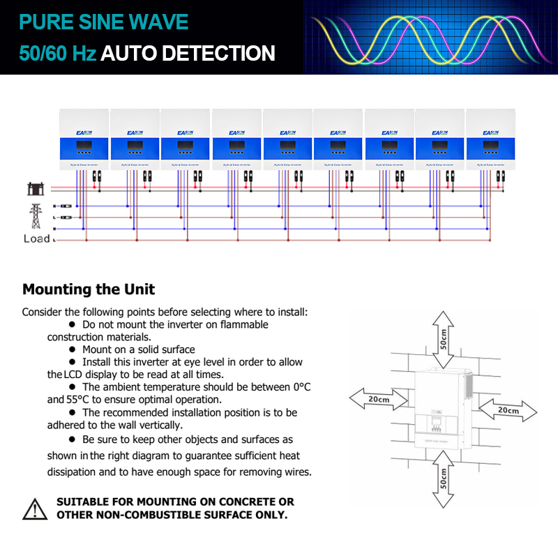  Easun 6.5KW Off Grid Inverter 120A MPPT Charger Parallel 3 Phase With WiFi
