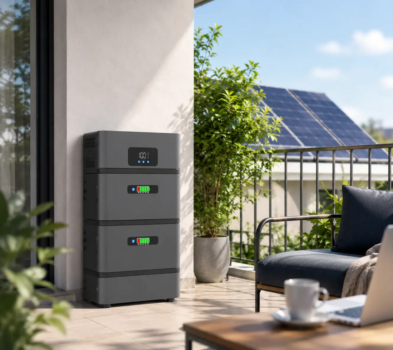 Balcony solar storage scene