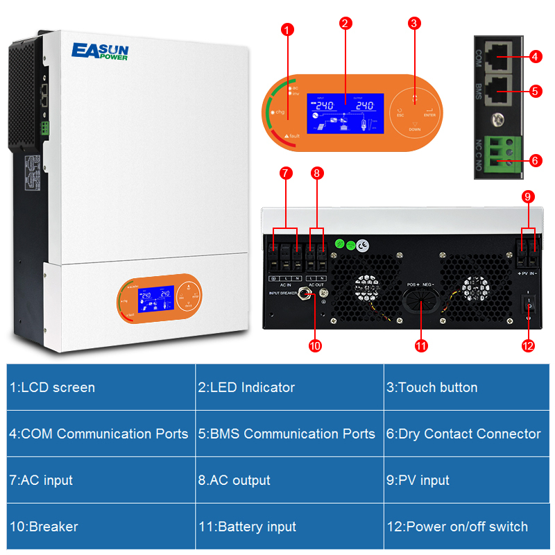 Easun 6KW Off Grid Invrerter 120A MPPT Charger With WiFi NO parallel-Easun Power Factory Store