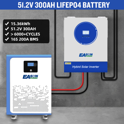 Easun 5kwh 10kwh 15kwh Powerwall 48v Lifepo4 Battery 51.2v 100Ah 200Ah 300Ah 10 Years Warranty