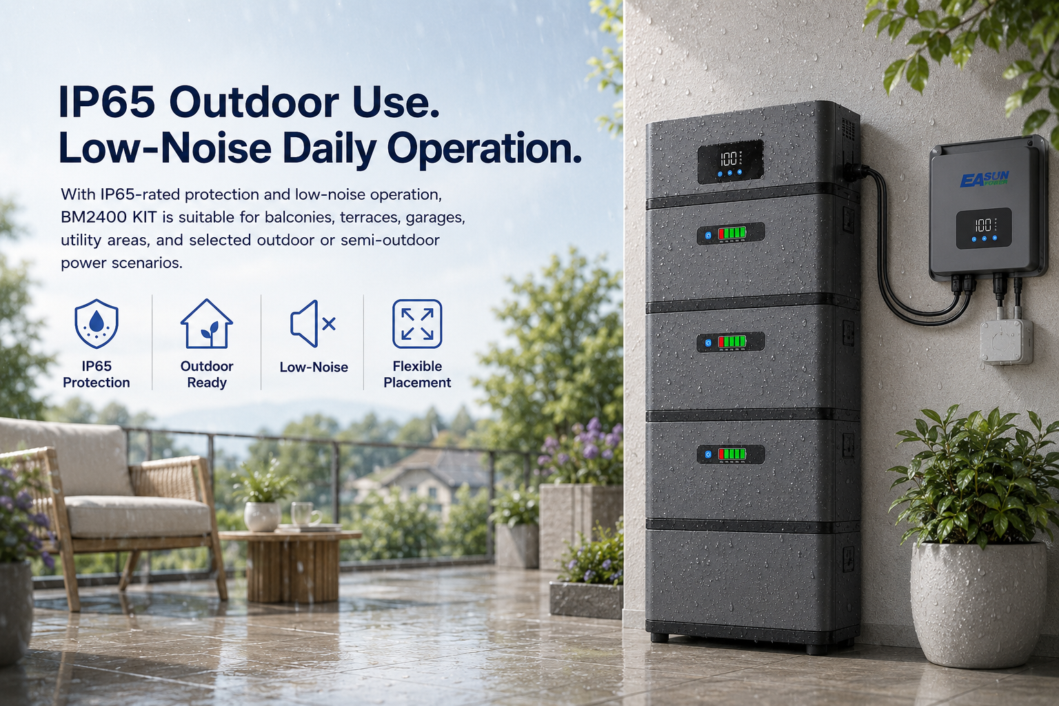 IP65 Outdoor Use and Low Noise Operation