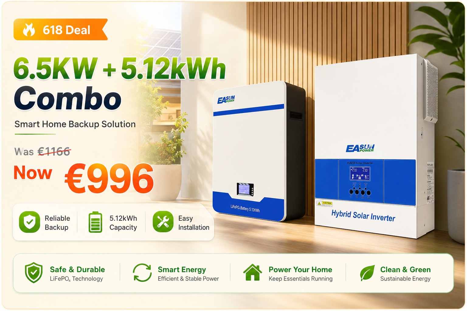 6.5KW + 5.12kWh Combo 618 Deal
