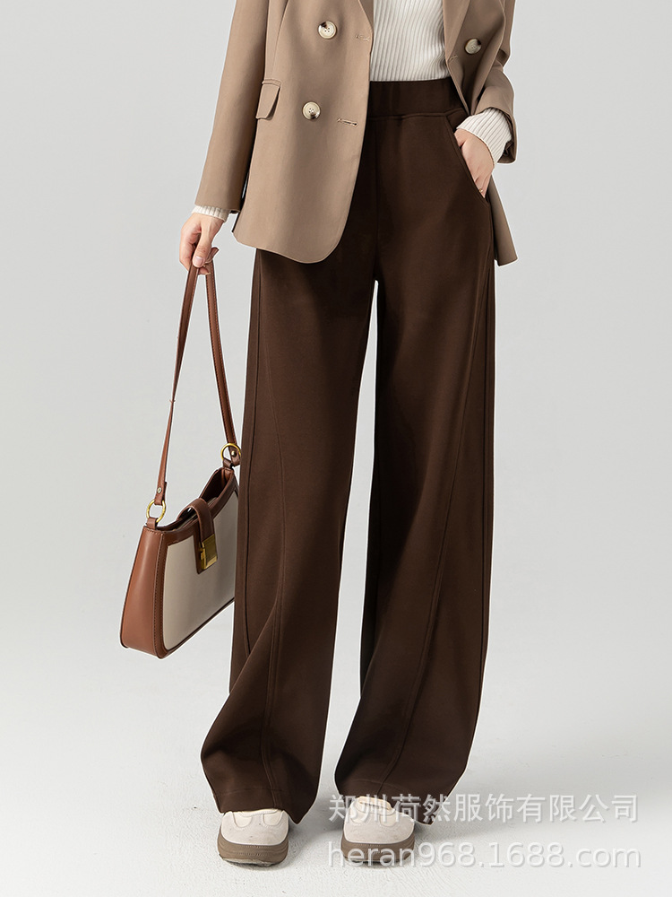 郑州女裤秋冬香蕉裤女新款休闲长裤垂感百搭阔腿裤拖地裤显 瘦宽版