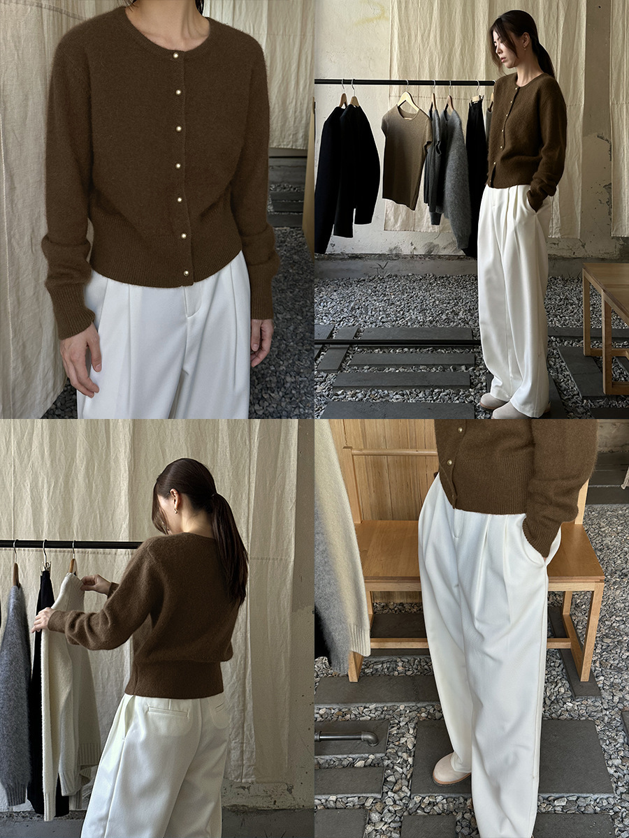 高比例浣熊毛羊毛针织衫女2023秋新款亲肤绒感宽松上衣22899