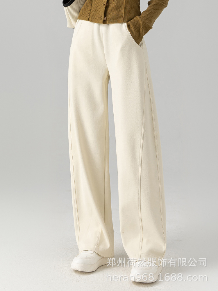 郑州女裤秋冬香蕉裤女新款休闲长裤垂感百搭阔腿裤拖地裤显 瘦宽版