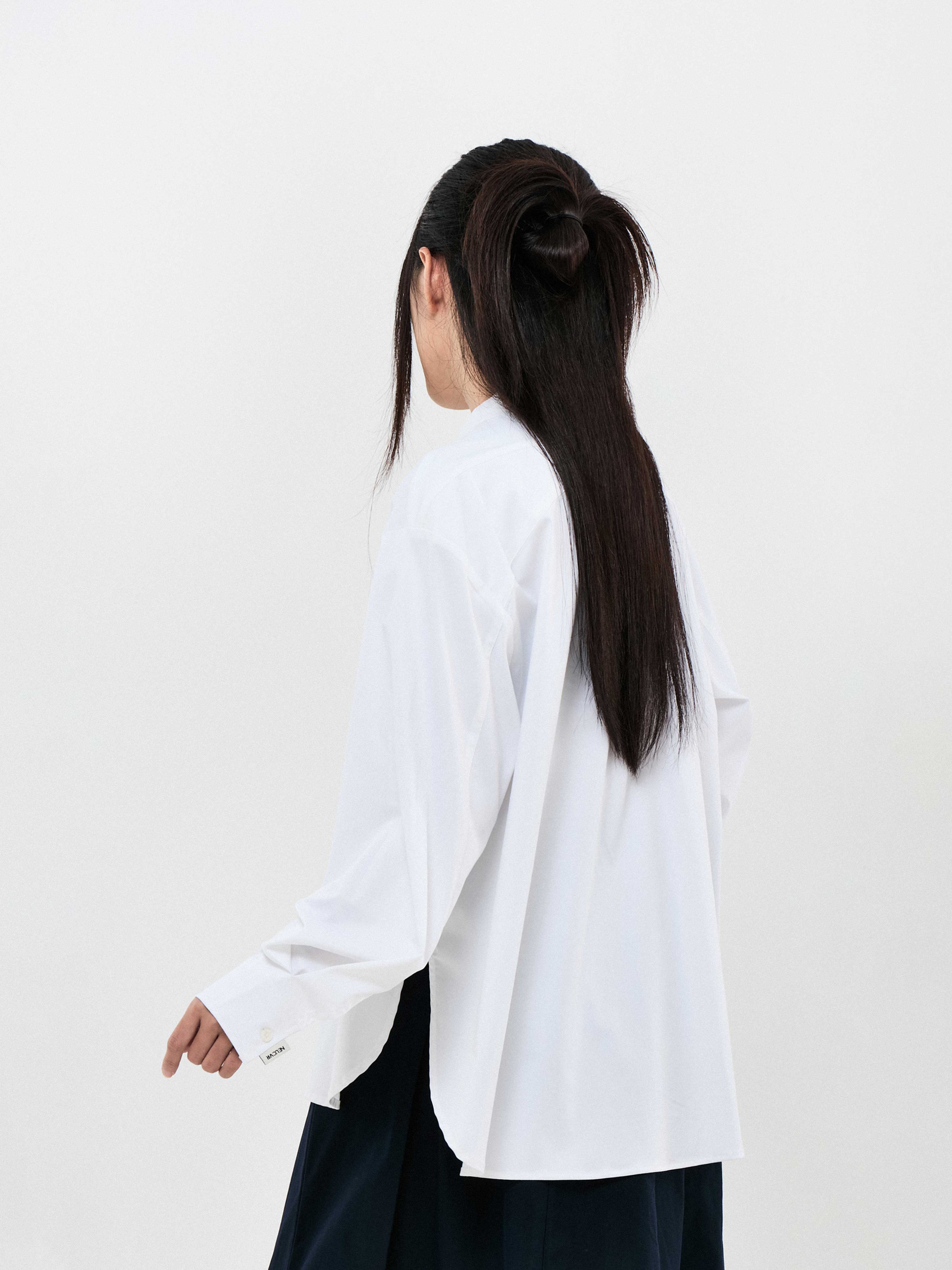 Office Bow Long Sleeve Shirt | White