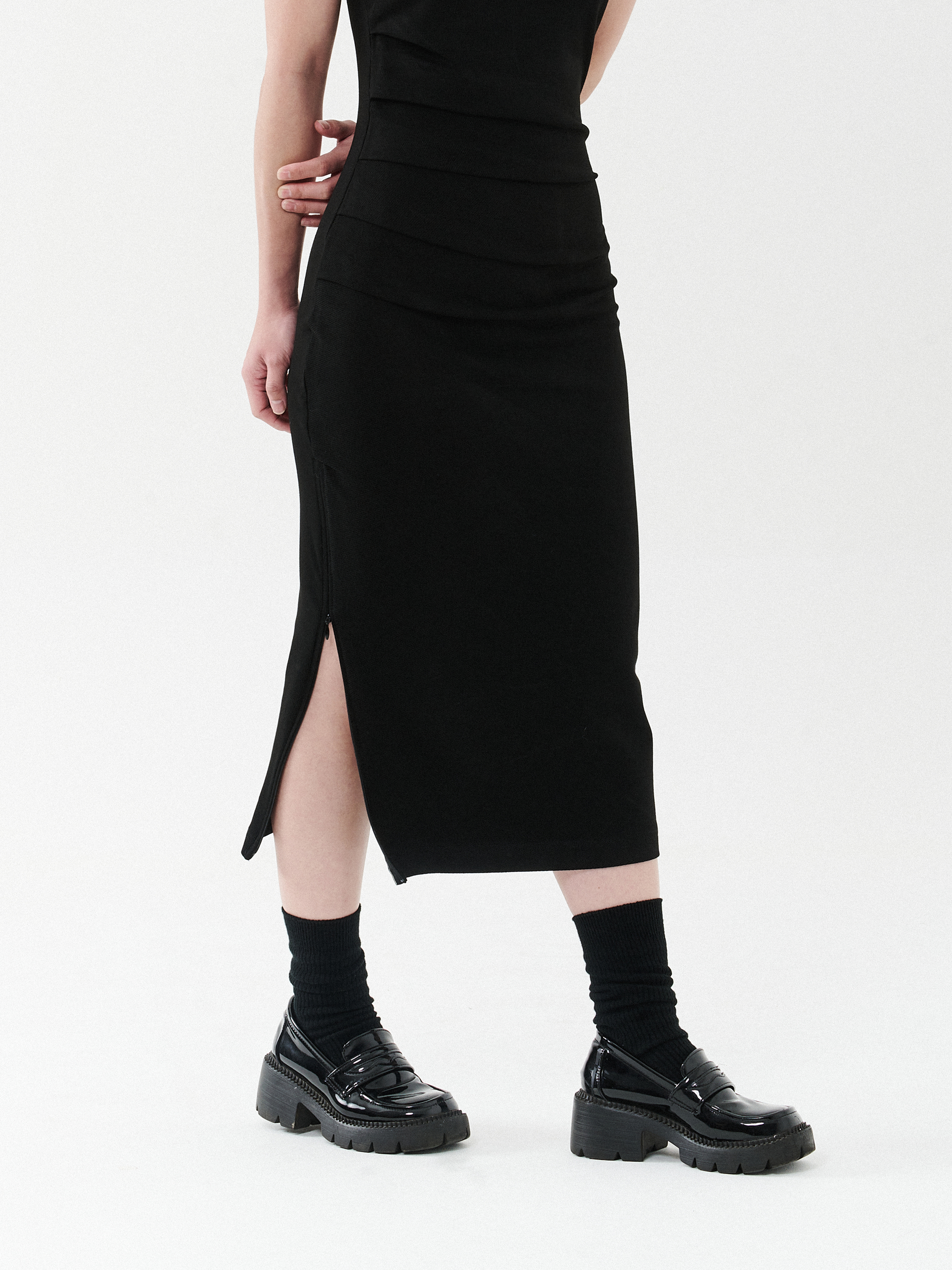 Invisible Zipper Slit Bodycon Dress