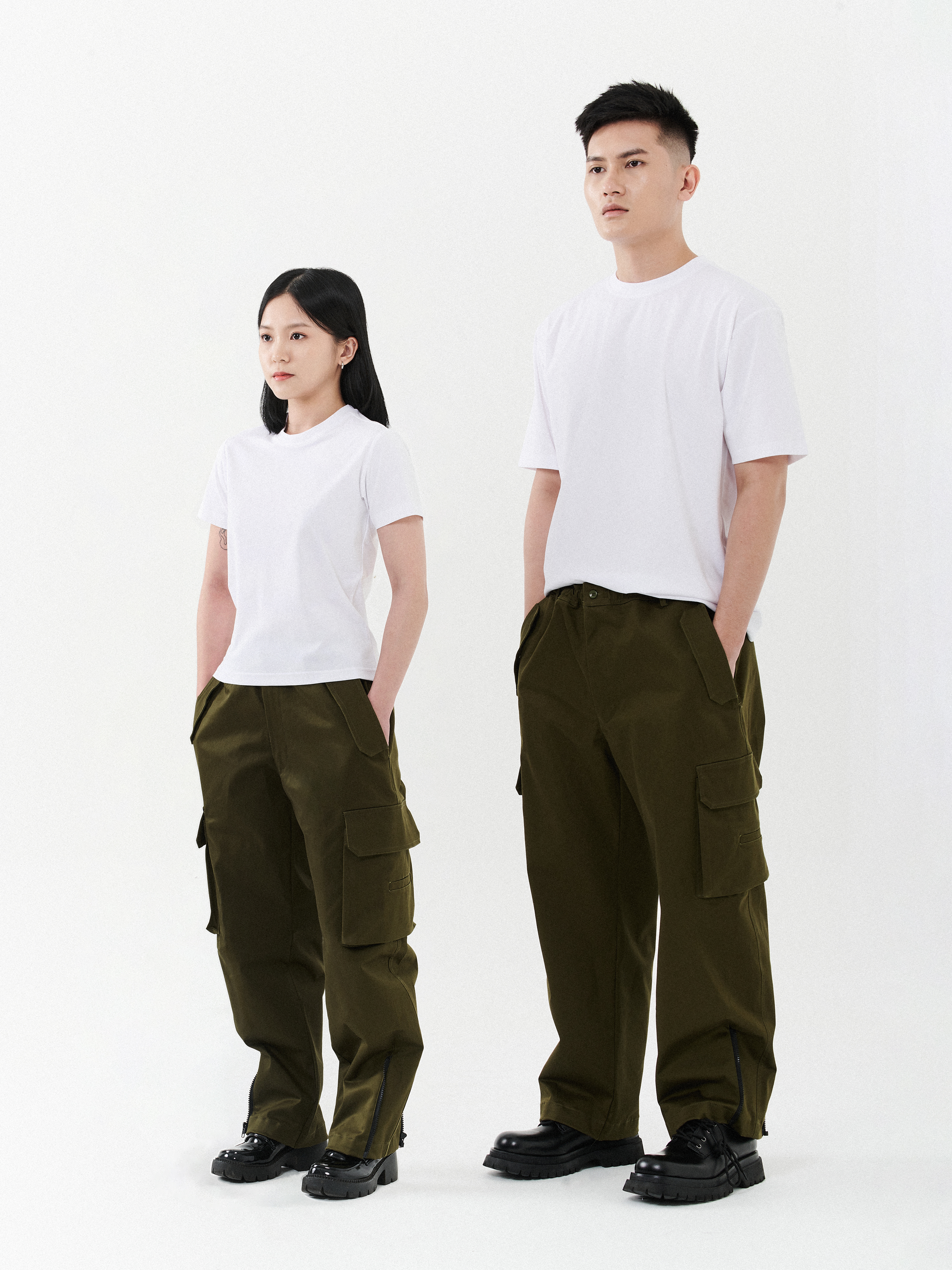 Side Split Zipper Cargo Pants | Green