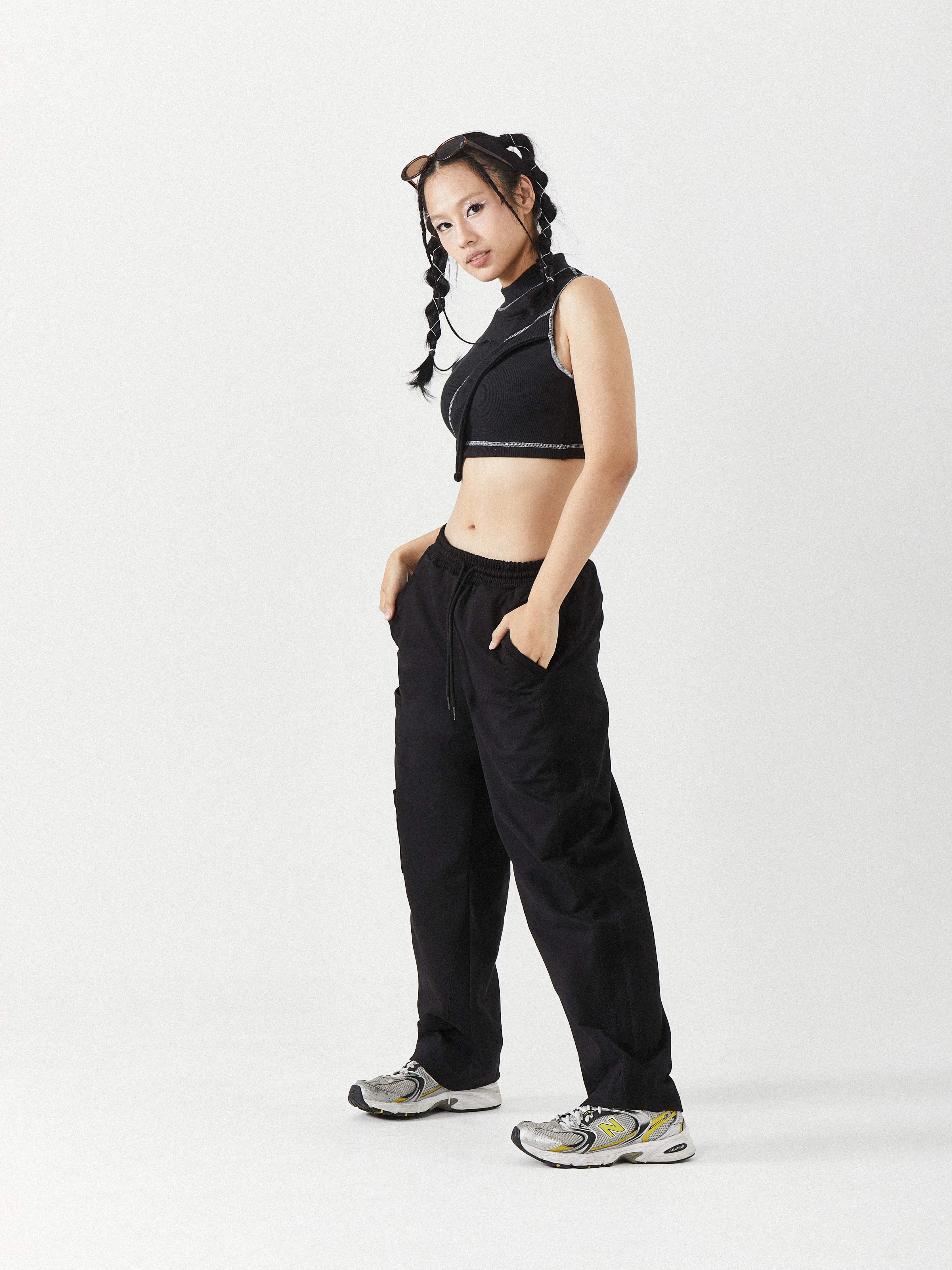 High Neck Stitch Top | Black