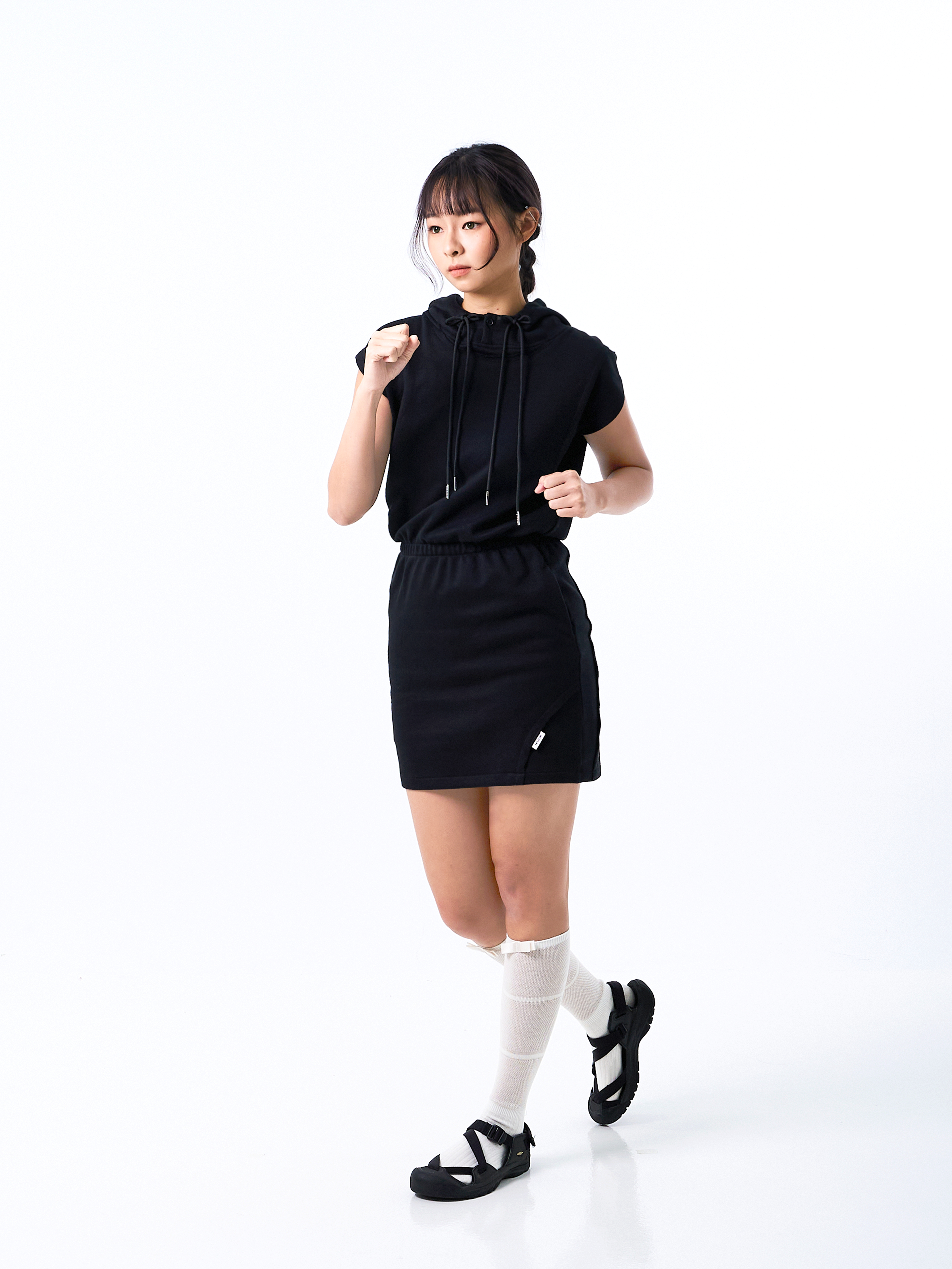 Rough Cut Hooded Dress