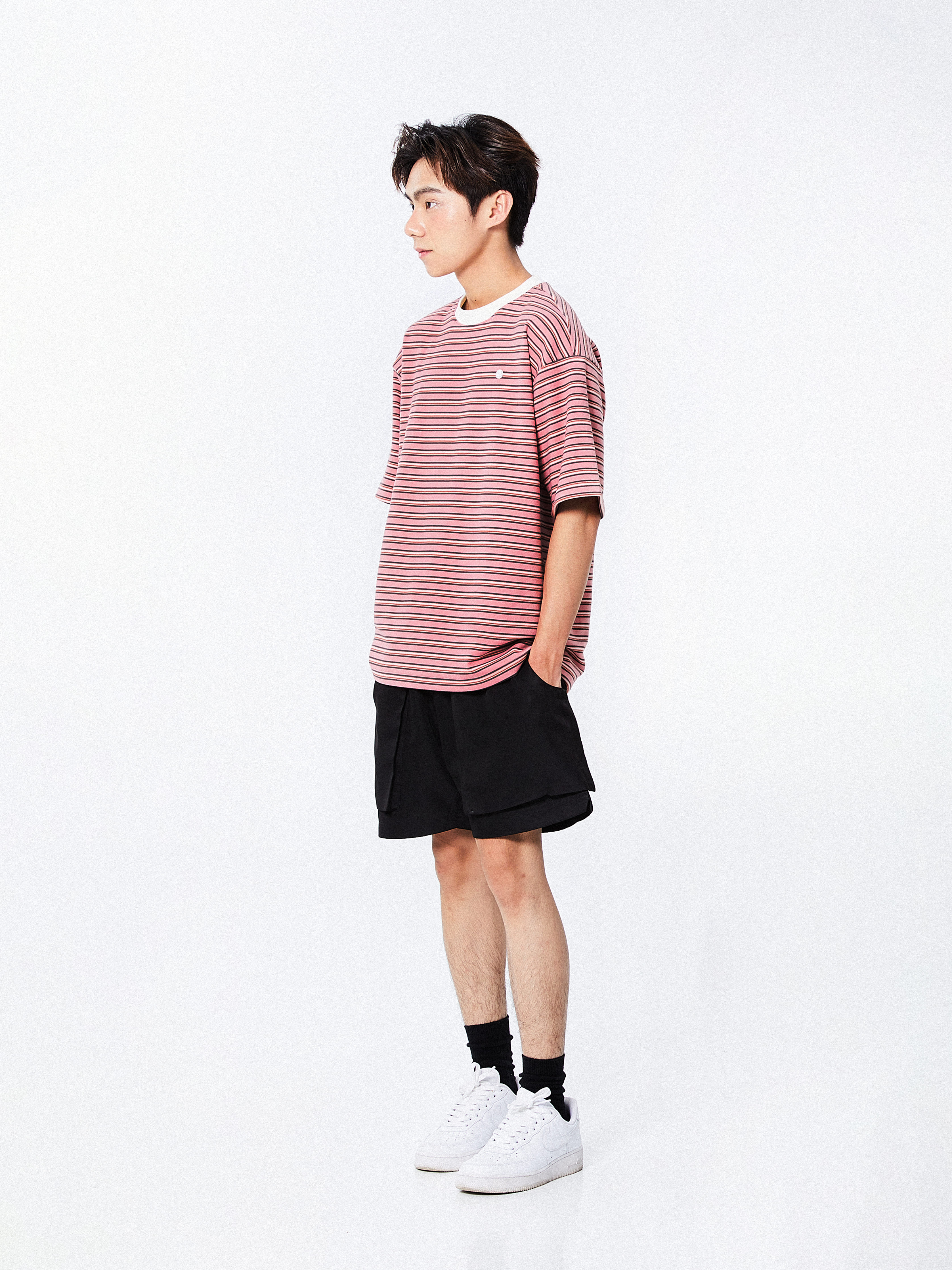 Cozy Stripes Emblem Tee | Pink