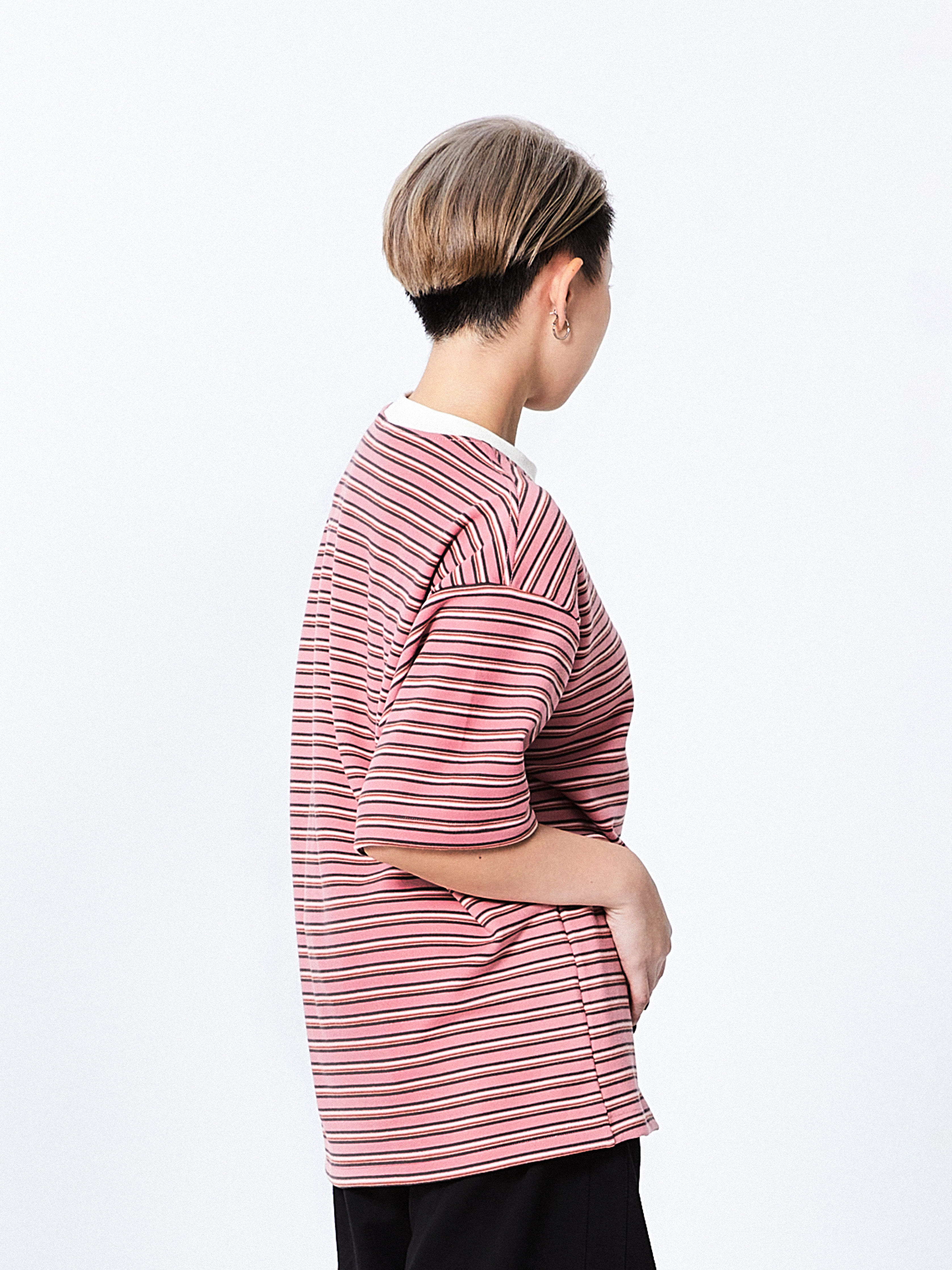 Cozy Stripes Emblem Tee | Pink