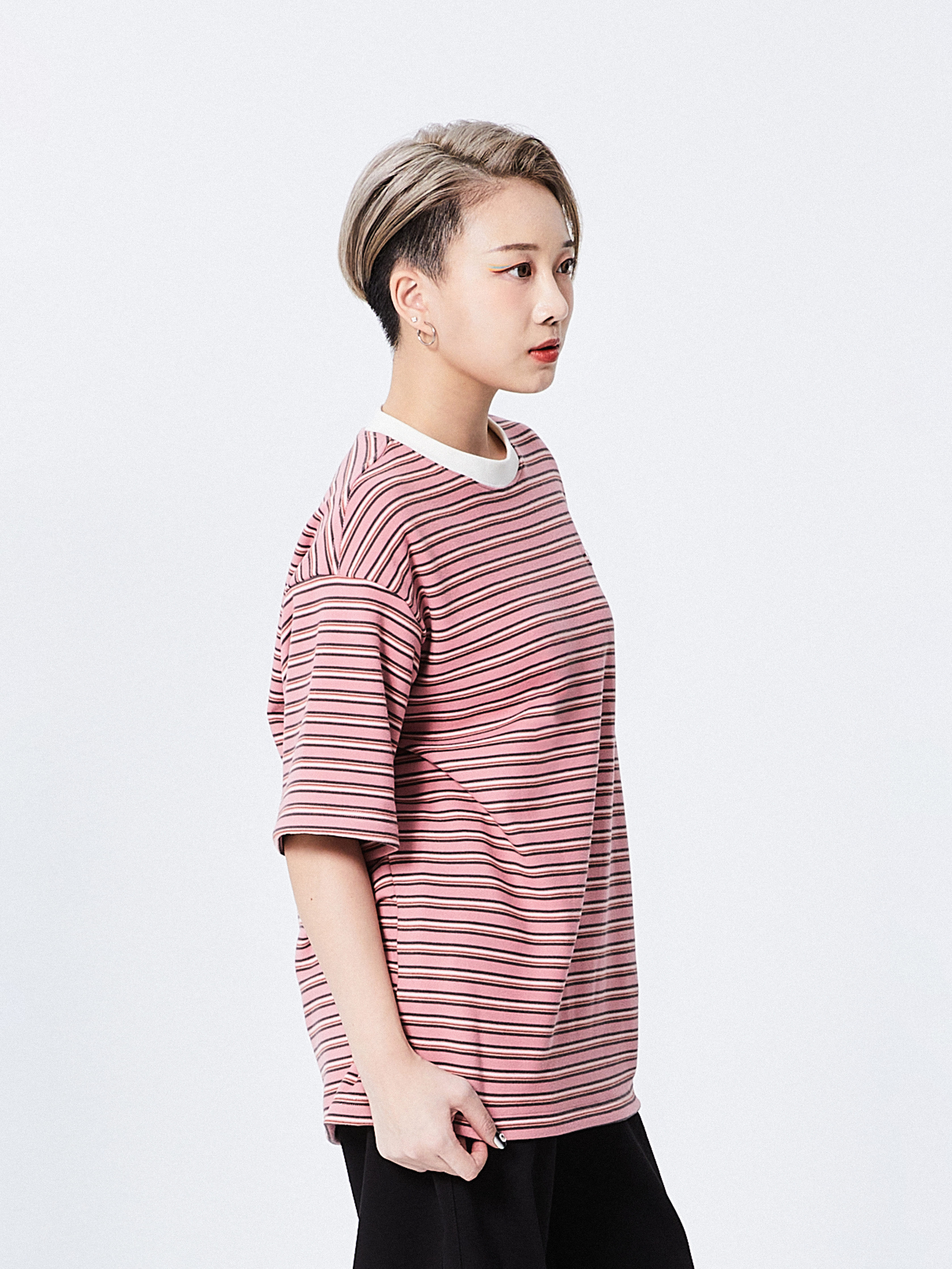Cozy Stripes Emblem Tee | Pink