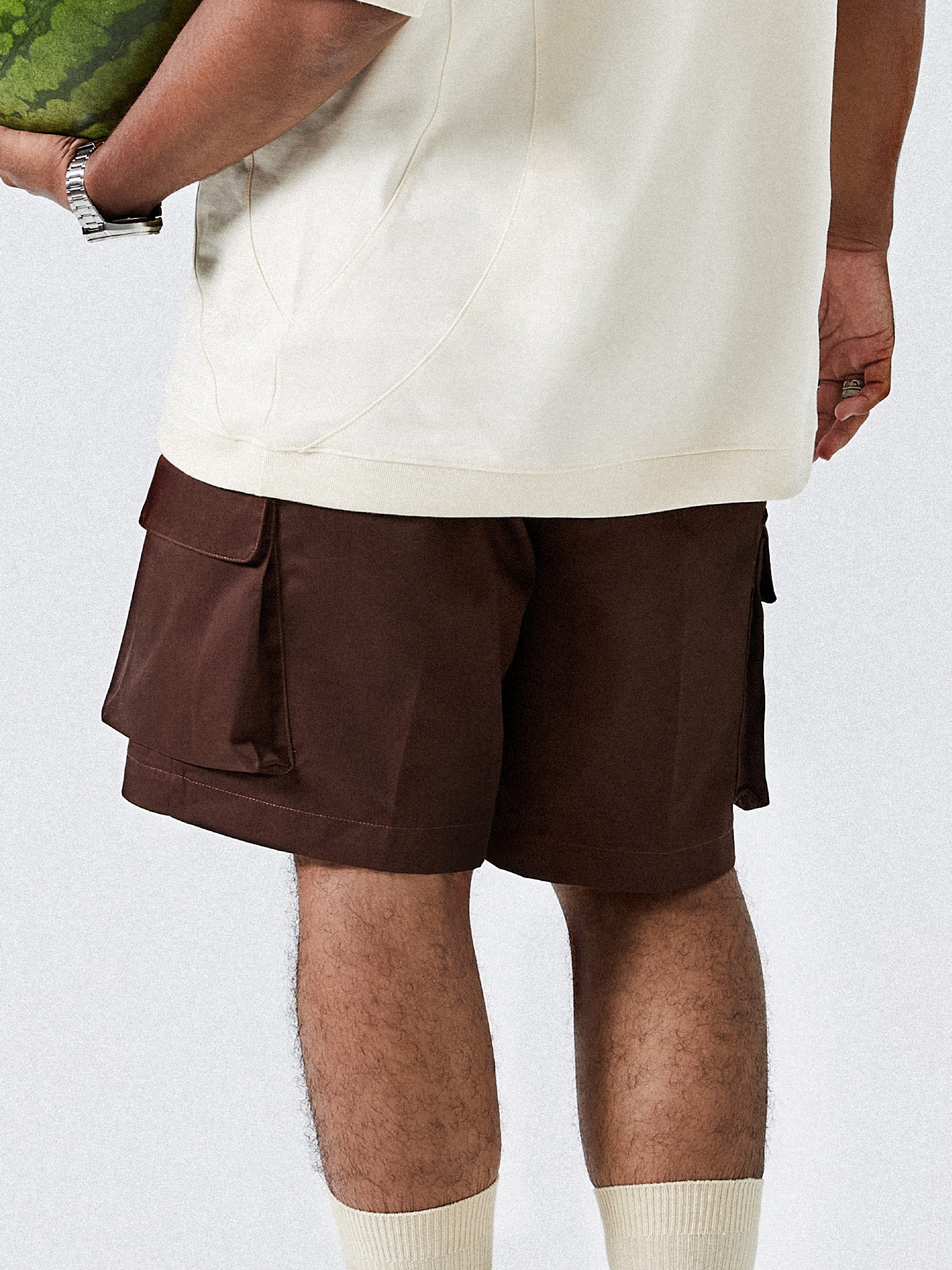 Pleated Pockets Cargo Shorts