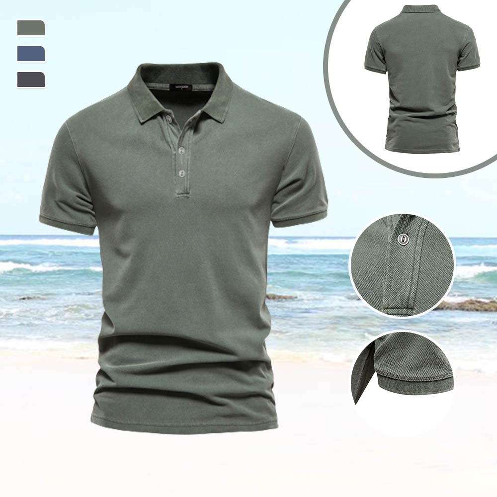 Reemelody Summer new men's pure cotton polo shirt
