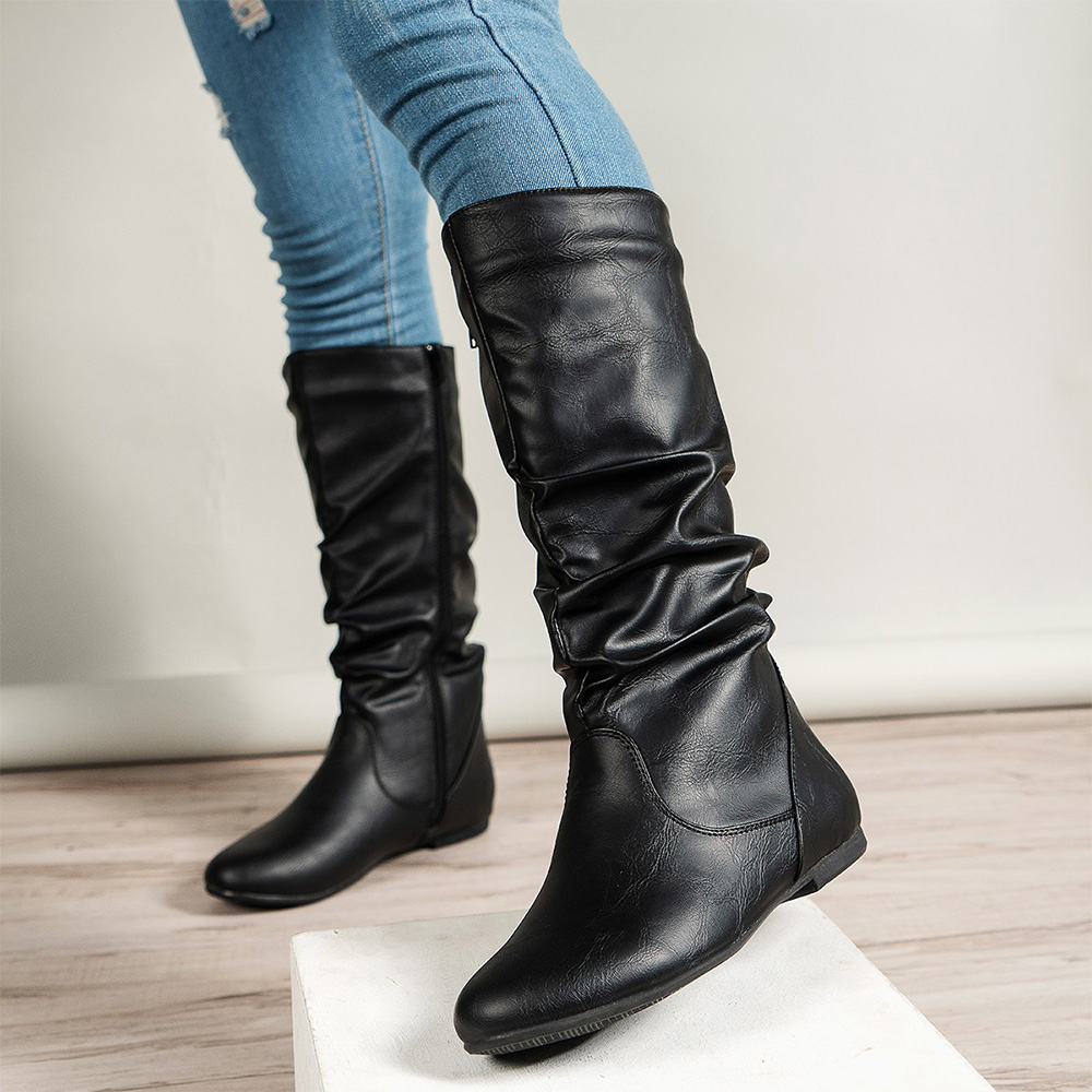 Reemelody Autumn and winter fashionable soft mid-calf women's boots