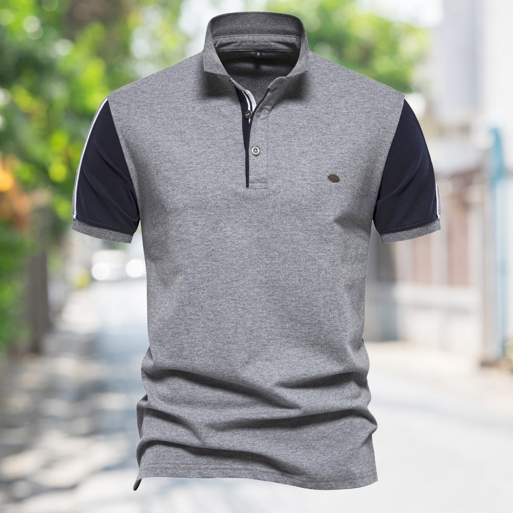 Hibote Herren-Poloshirt mit kontrastierendem Revers und schmaler Passform und kurzen Ärmeln