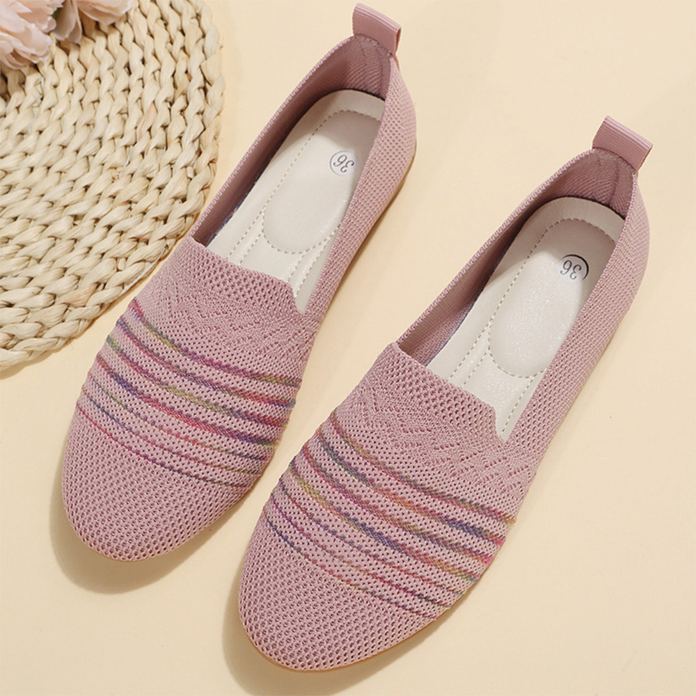 Reemelody Ladies new colorful striped slip-on casual shoes