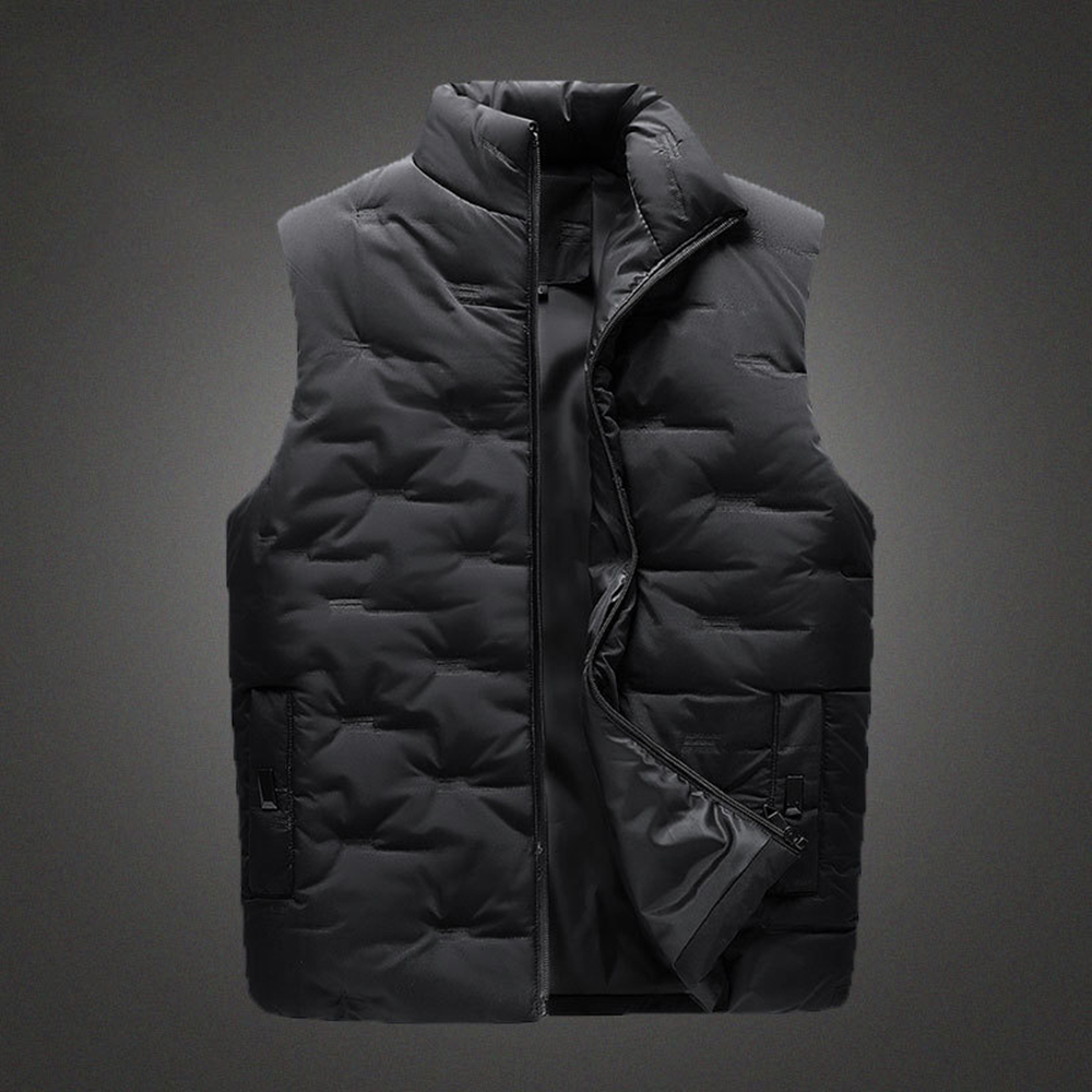 Reemelody Men's autumn and winter down cotton stand collar zipper vest