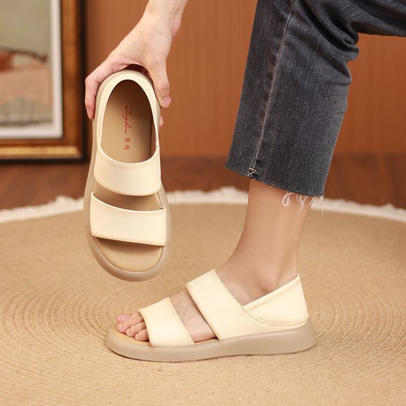 Reemelody New Thick Sole Women's Stylish Genuine Leather Sandals