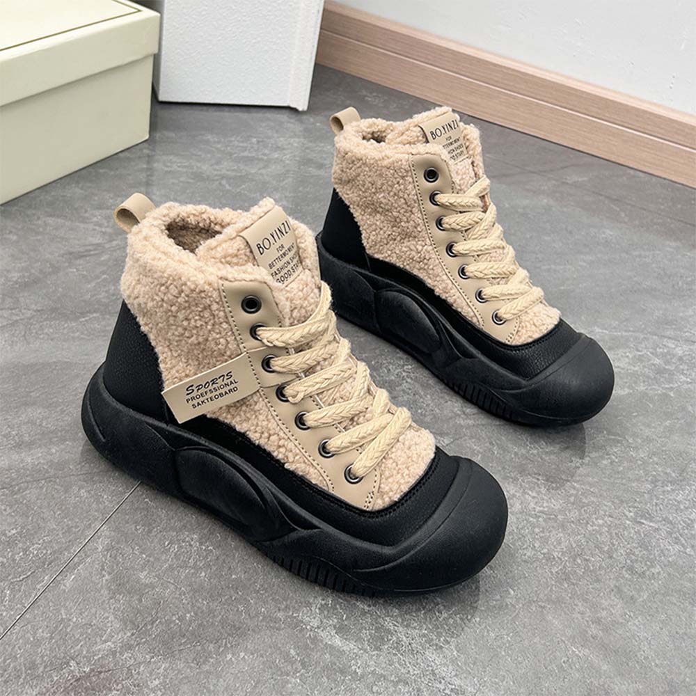 Reemelody New winter women's all-match thick-soled casual cotton shoes plush short boots