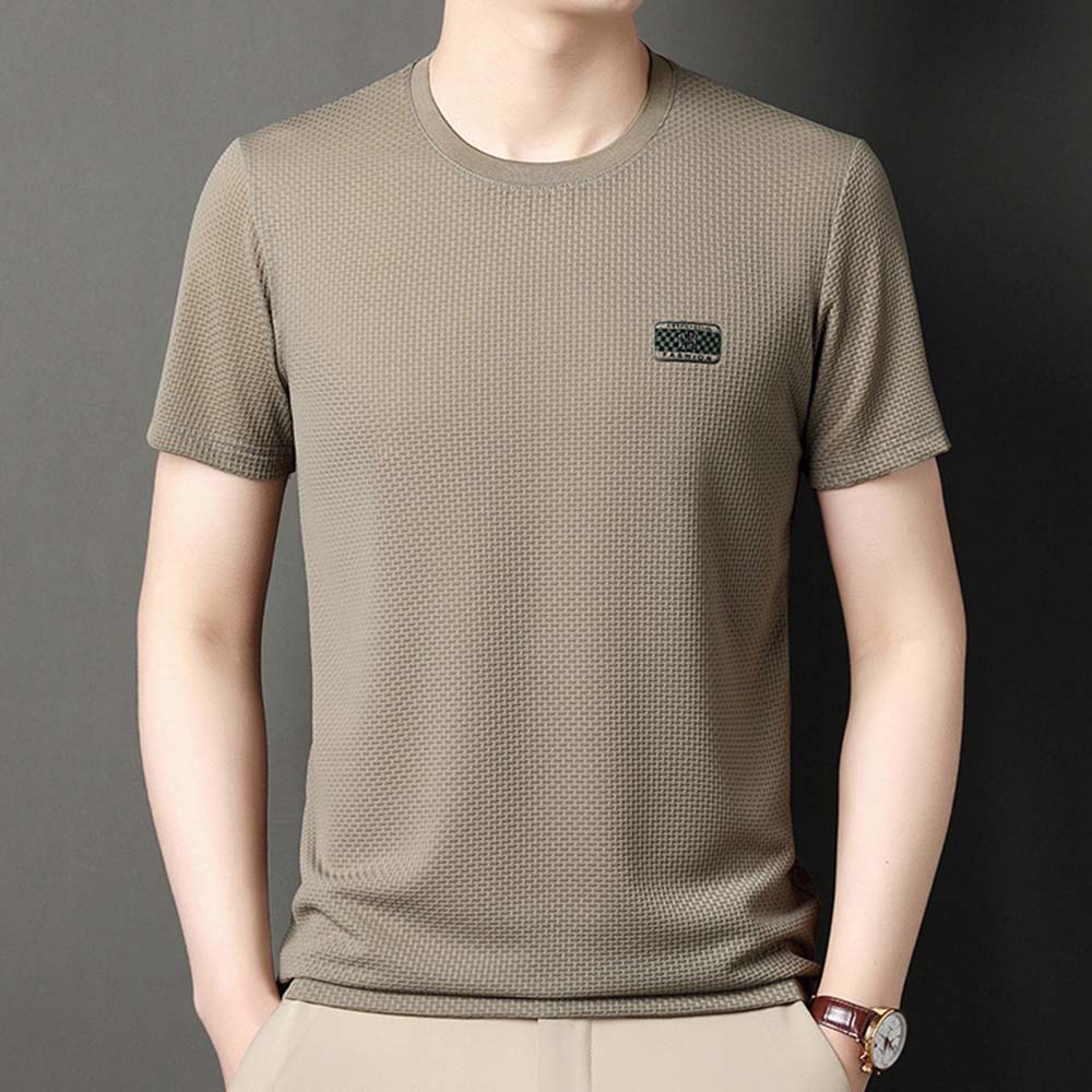 Reemelody Men's new comfortable and breathable ice silk T-shirt