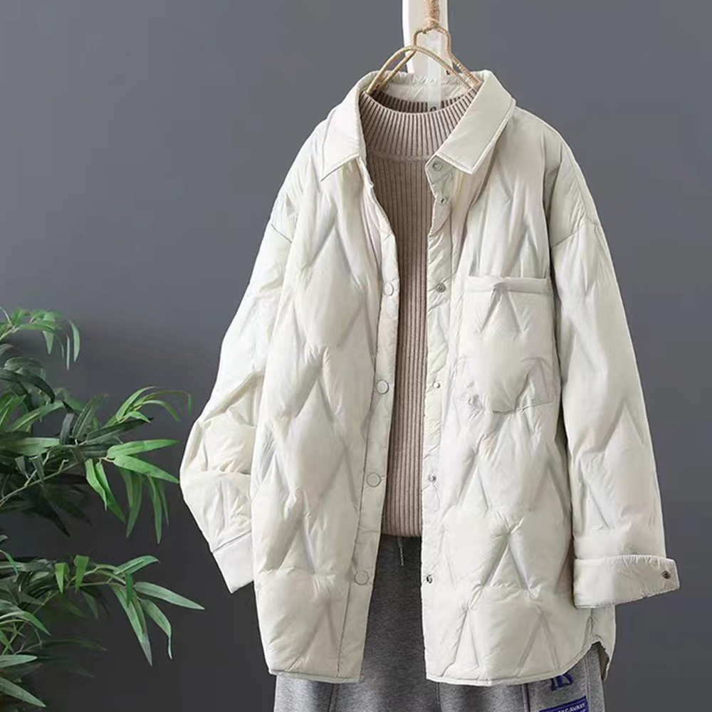 Reemelody New autumn and winter women's lightweight cotton lapel warm jacket